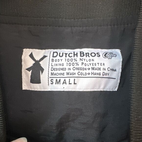 Dutch Bros Coffee Full ZipUp Bomber Jacket Black Size Small Embroidered Logo - Picture 6 of 8